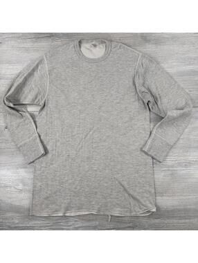 VTG Duofold Thermal Shirt Mens Large Gray Merino Wool Baselayer Double Face